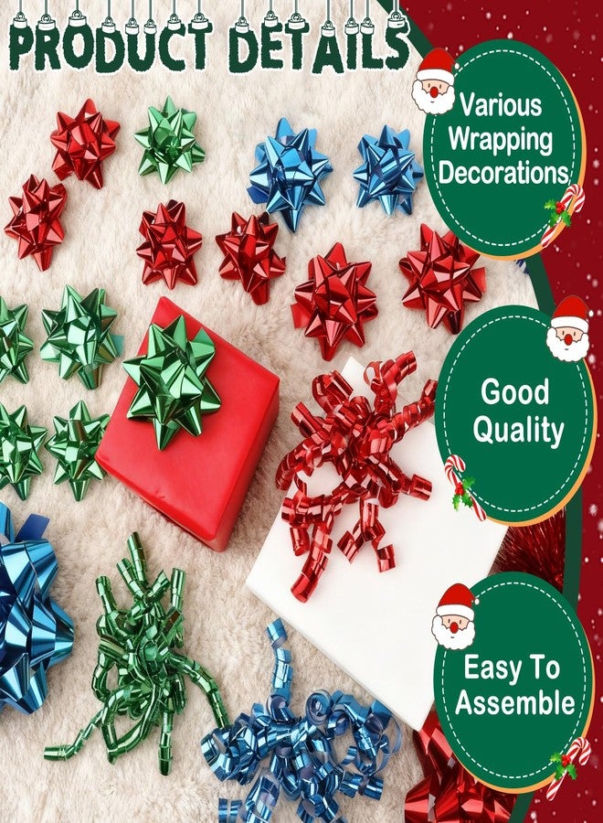 HEYTIMI HEYTIMl 48 Pcs Christmas Gift Bows for Wrapping Assortment Set 42 Multi-Colored Assorted Size Self Adhesive Present Bows and 6 Rolls Curling Ribbons for Gift Wrapping Holiday Parties Celebrations - Image 3